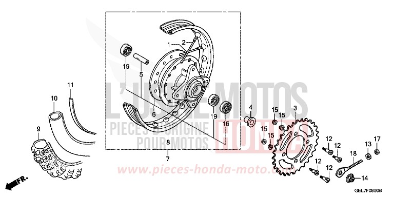REAR WHEEL for CRF50F EXTREME RED (R292) from 2013