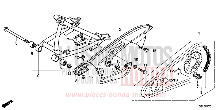 SWINGARM (CRF50FD/E/H/J/K/L) for CRF50F EXTREME RED (R292) from 2013