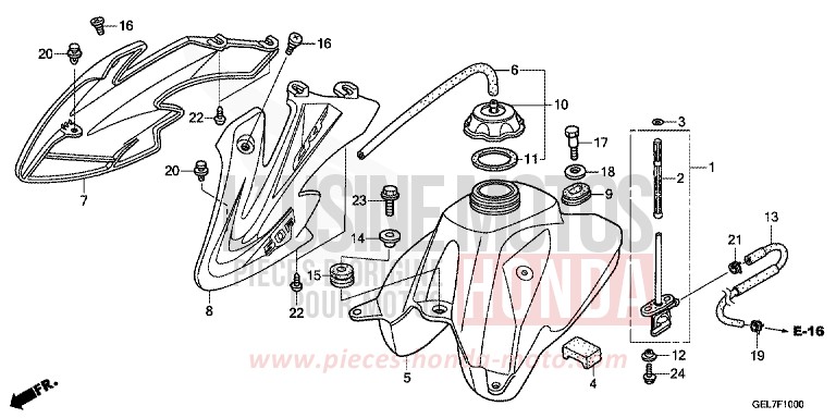 FUEL TANK for CRF50F EXTREME RED (R292) from 2014