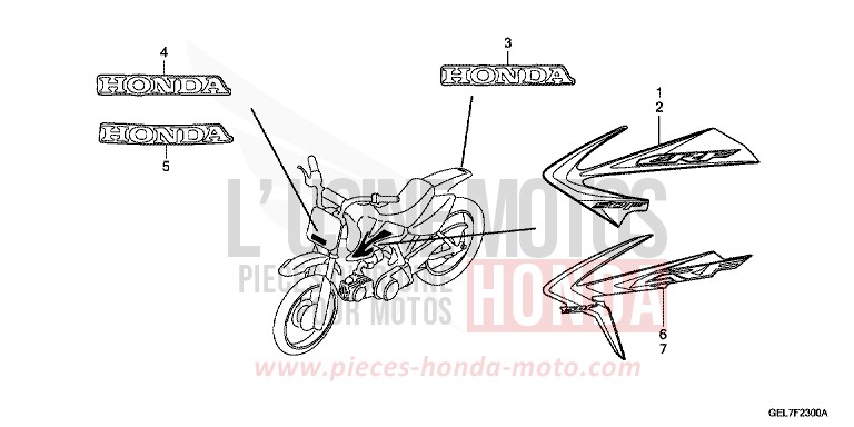 MARK/STRIPE for CRF50F EXTREME RED (R292) from 2014