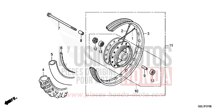 FRONT WHEEL for CRF50F EXTREME RED (R292) from 2017