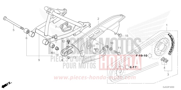 SWINGARM for CRF50F EXTREME RED (R292) from 2023