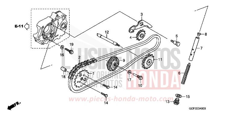 CAM CHAIN/TENSIONER for CRF70F EXTREME RED (R292) from 2004