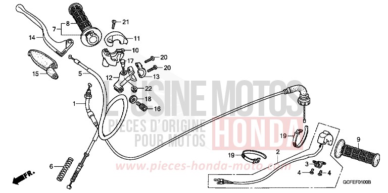 HANDLE LEVER/SWITCH/CABLE for CRF70F EXTREME RED (R292) from 2004