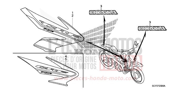 STRIPE/MARK (CRF70F4/5) for CRF70F EXTREME RED (R292) from 2004