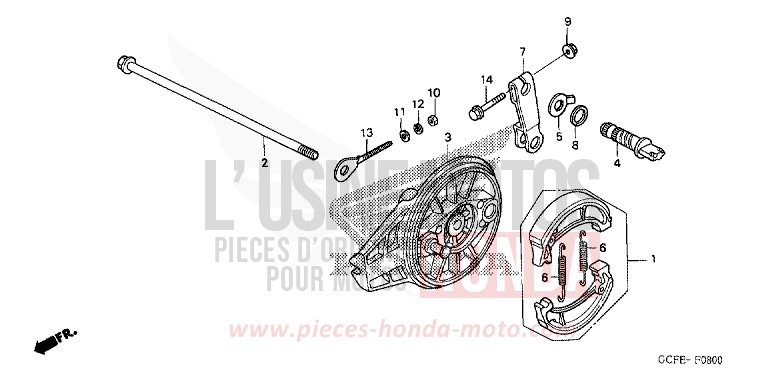 REAR BRAKE PANEL for CRF70F EXTREME RED (R292) from 2005