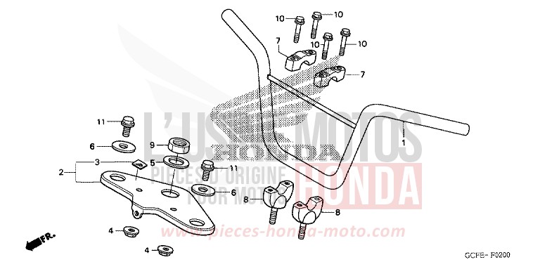 HANDLE PIPE/TOP BRIDGE for CRF70F EXTREME RED (R292) from 2006