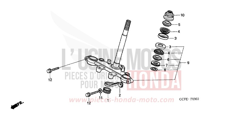 STEERING STEM for CRF70F EXTREME RED (R292) from 2006