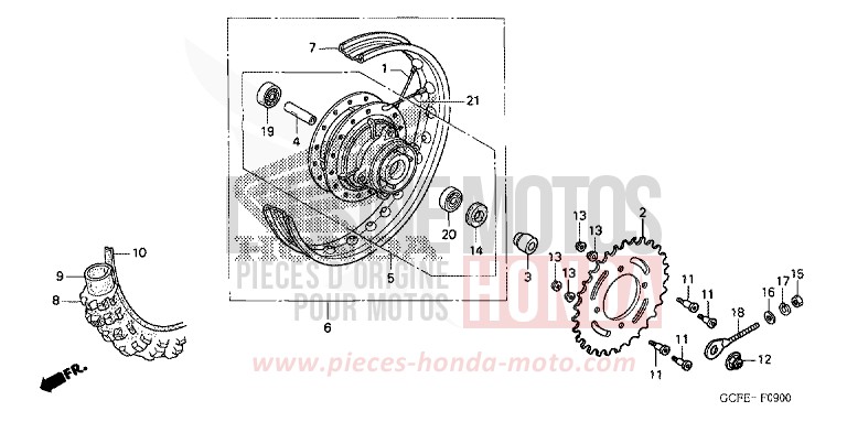 REAR WHEEL for CRF70F EXTREME RED (R292) from 2006