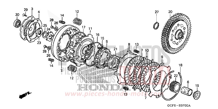 CLUTCH for CRF70F EXTREME RED (R292) from 2007