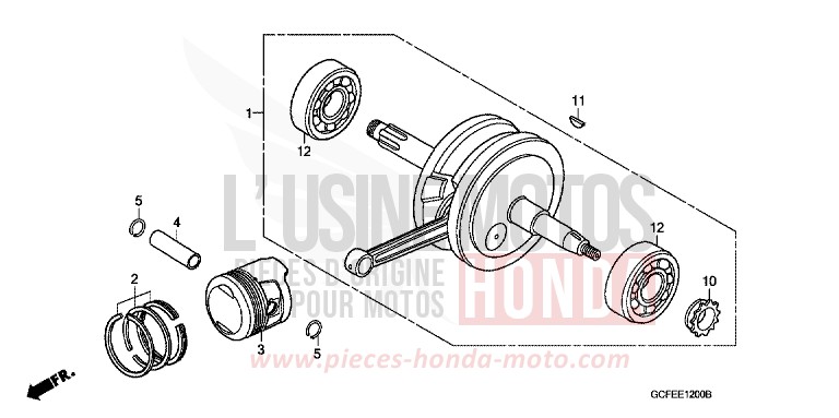 CRANKSHAFT/PISTON for CRF70F EXTREME RED (R292) from 2007
