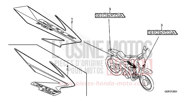 STRIPE/MARK (CRF70F6/7) for CRF70F EXTREME RED (R292) from 2007