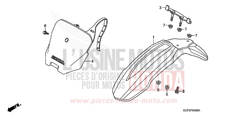 PARAFANGO ANTERIORE per CRF70F EXTREME RED (R292) del 2008