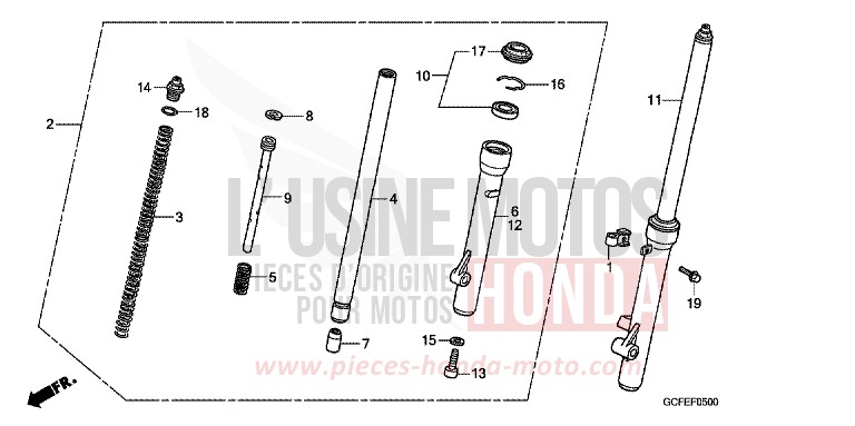 FRONT FORK for CRF70F EXTREME RED (R292) from 2008