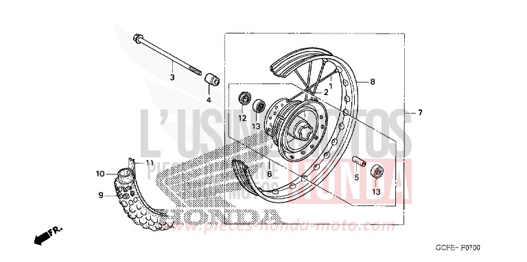 FRONT WHEEL for CRF70F EXTREME RED (R292) from 2009