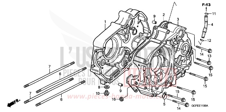 CRANKCASE for CRF70F EXTREME RED (R292) from 2010