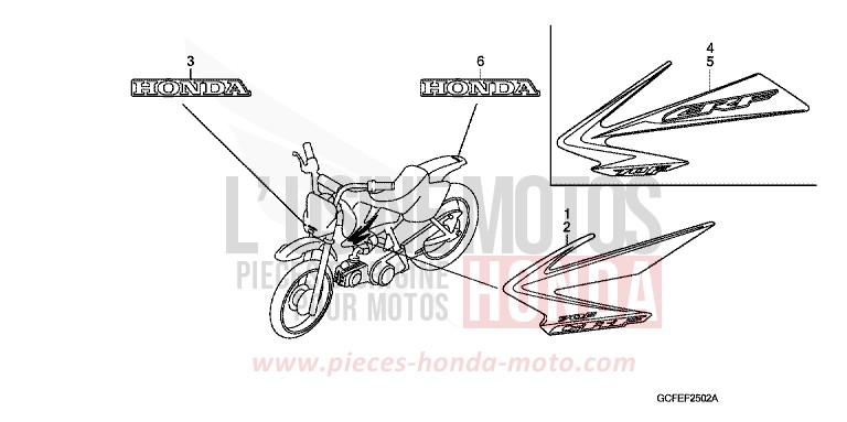 STRIPE/MARK (CRF70F8/9/A) for CRF70F EXTREME RED (R292) from 2010