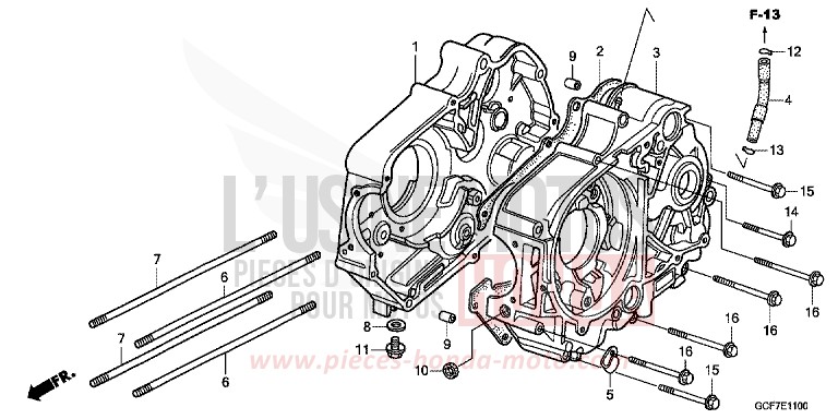 CRANKCASE for CRF70F EXTREME RED (R292) from 2012