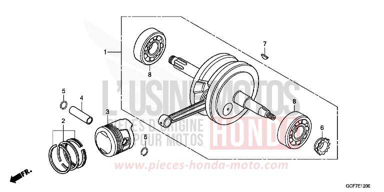 CRANKSHAFT/PISTON for CRF70F EXTREME RED (R292) from 2012