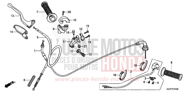 LEVA MANUBRIO/INTERRUTTORE/CAVO per CRF70F EXTREME RED (R292) del 2012