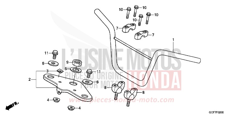 HANDLE PIPE/TOP BRIDGE for CRF70F EXTREME RED (R292) from 2012