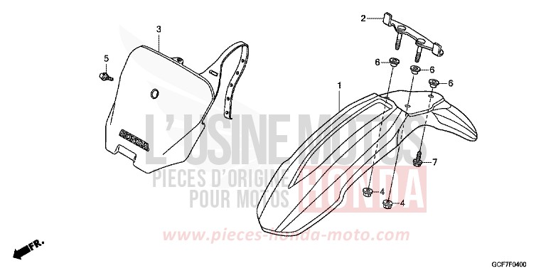 FRONT FENDER for CRF70F EXTREME RED (R292) from 2012