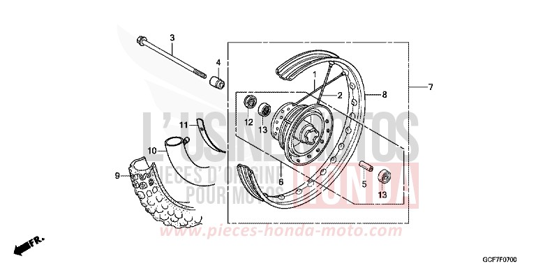 FRONT WHEEL for CRF70F EXTREME RED (R292) from 2012