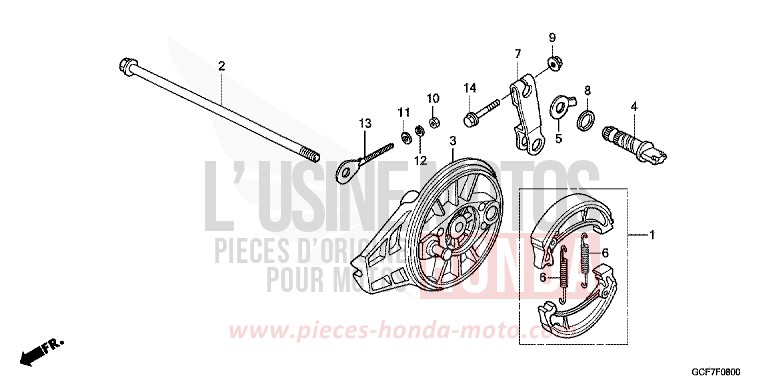 REAR BRAKE PANEL for CRF70F EXTREME RED (R292) from 2012