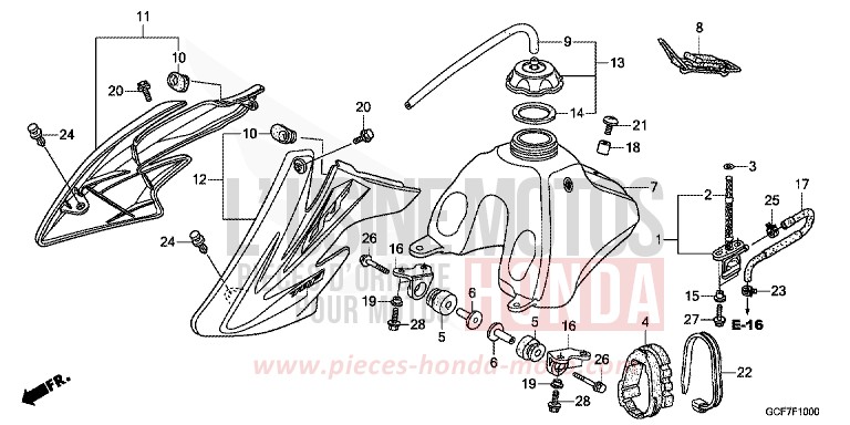 FUEL TANK for CRF70F EXTREME RED (R292) from 2012