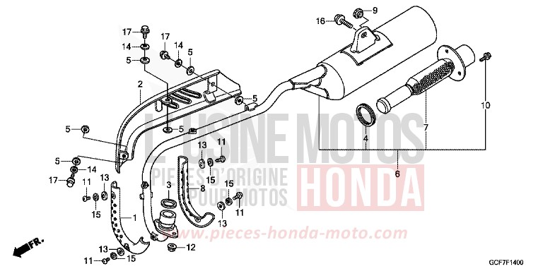 EXHAUST MUFFLER for CRF70F EXTREME RED (R292) from 2012