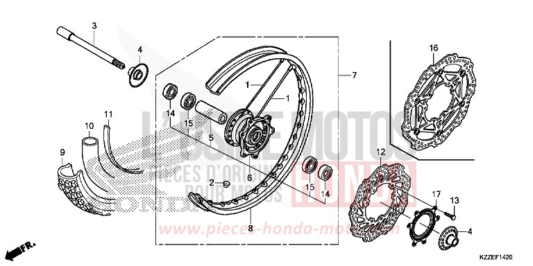 FRONT WHEEL for CRF250RA NOIR (NH1) from 2017