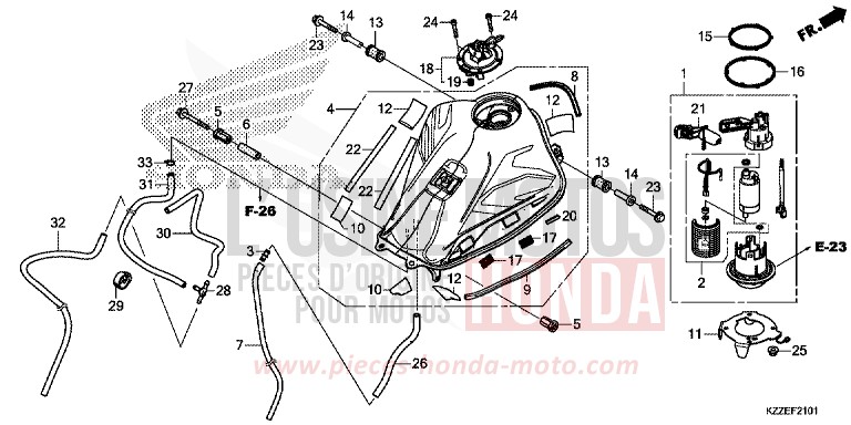 FUEL TANK (CRF250RL/RLA) for CRF250RA NOIR (NH1) from 2017