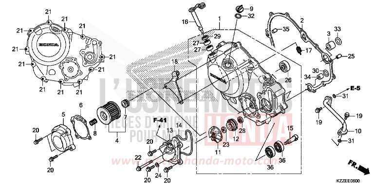 RIGHT CRANKCASE COVER for CRF250RA EXTREME RED (R292) from 2017