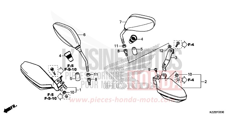 MIRROR/KNUCKLE GUARD for CRF250RA EXTREME RED (R292) from 2017