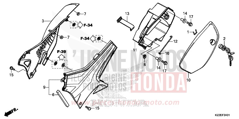 SIDE COVER (CRF250RL/RLA) for CRF250RA EXTREME RED (R292) from 2017