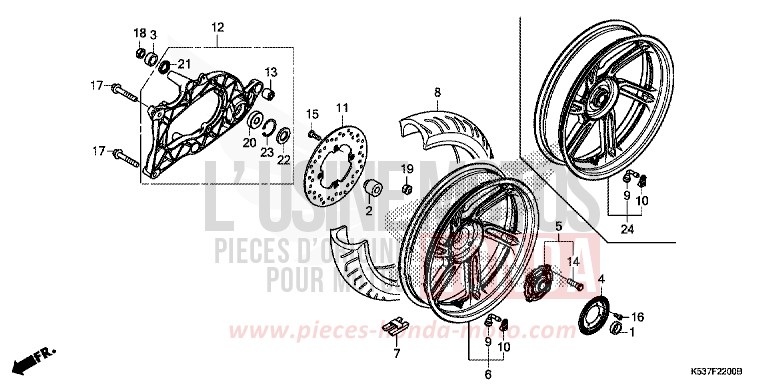 REAR WHEEL/SWINGARM for SH300A PEARL SPLENDOR RED (R369) from 2017