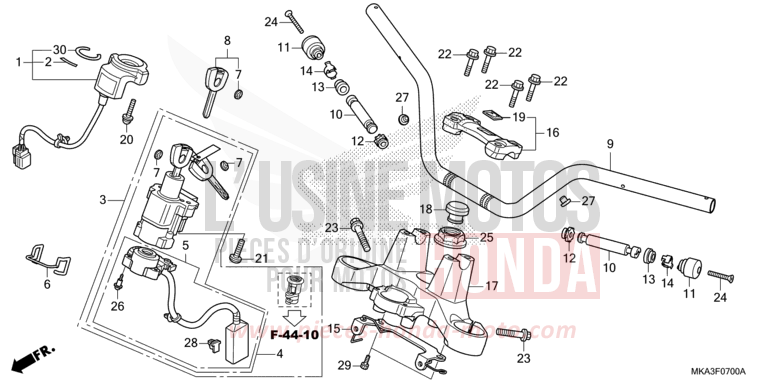 HANDLE PIPE/TOP BRIDGE for NC750XD CANDY ARCADIAN RED (R305) from 2016