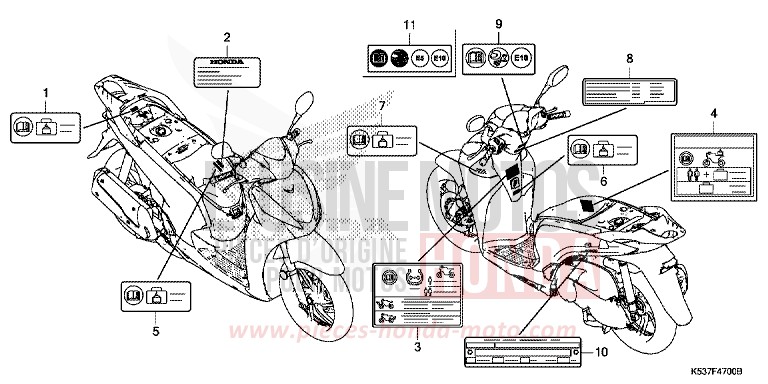 CAUTION LABEL for SH300A PEARL SPLENDOR RED (R369) from 2019