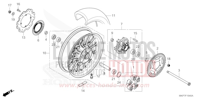 REAR WHEEL for CB500X MAT GUNPOWDER BLACK METALLIC (NH436) from 2020