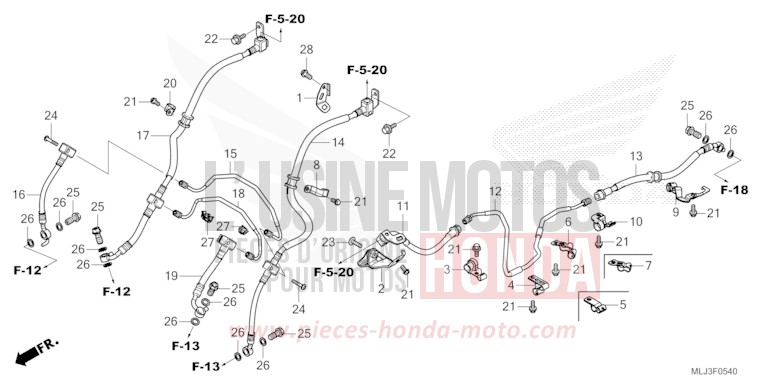 BRAKE HOSE/BRAKE PIPE for GL1800 MAT IRIDIUM GRAY METALLIC (NHC64) from 2023