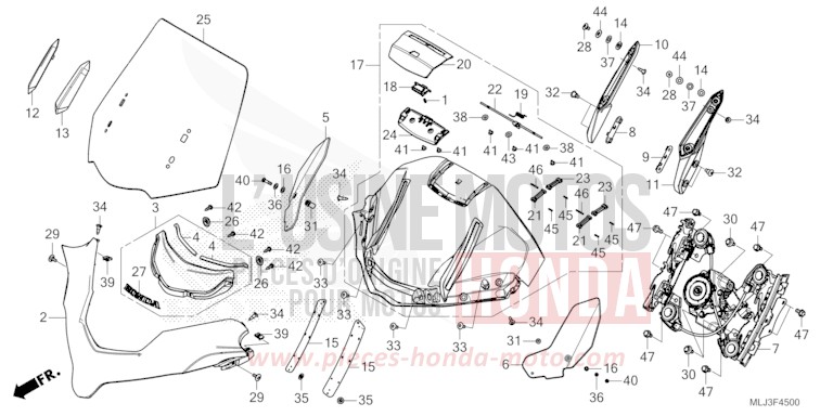 WINDSCREEN for GL1800 MAT IRIDIUM GRAY METALLIC (NHC64) from 2023