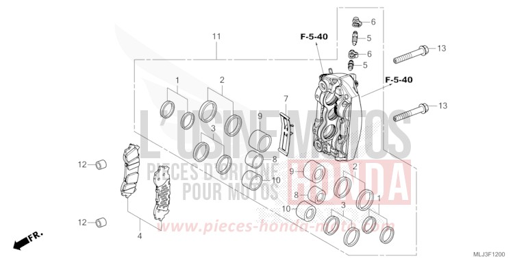 RIGHT FRONT BRAKE CALIPER for GL1800 BETA SILVER METALLIC (NHC07E) from 2023