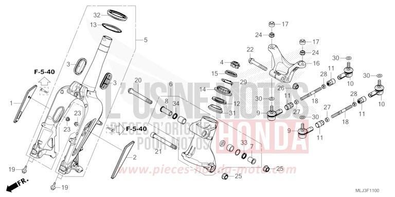 FRONT FORK for GL1800 PEARL GLARE WHITE (NHB53) from 2023