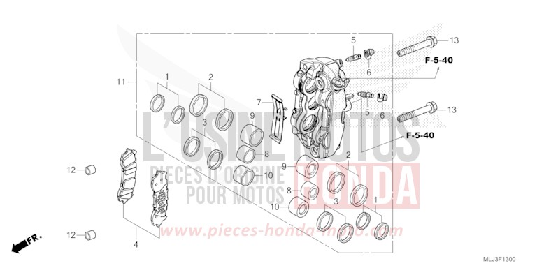 LEFT FRONT BRAKE CALIPER for GL1800 PEARL GLARE WHITE (NHB53) from 2023