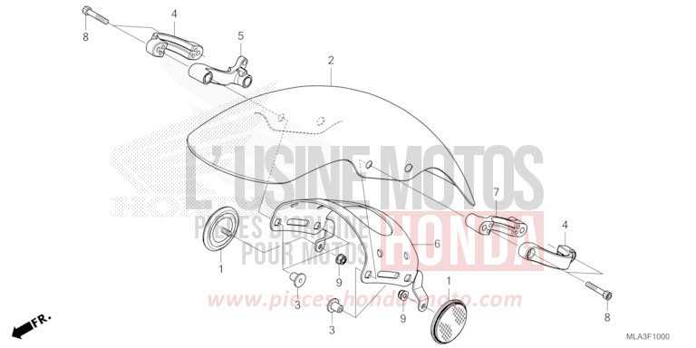 FRONT FENDER for CMX1100 ACHILLES BLACK METALLIC-U (NH124) from 2021