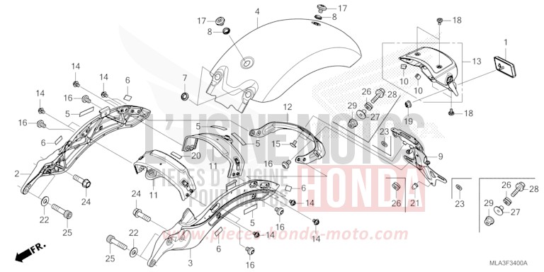 REAR FENDER for CMX1100 ACHILLES BLACK METALLIC-U (NH124) from 2021
