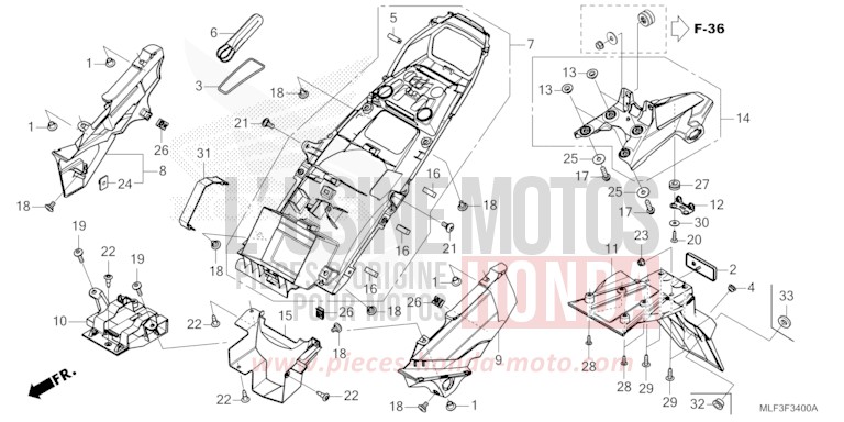REAR FENDER for NT1100 MAT IRIDIUM GRAY METALLIC (NHC64) from 2023