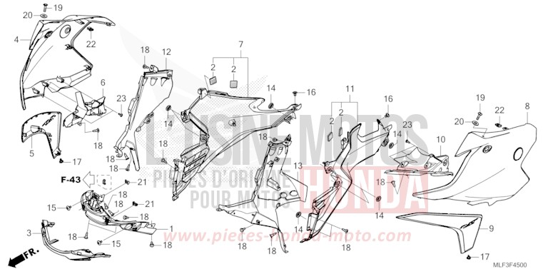 MIDDLE COWL for NT1100 MAT IRIDIUM GRAY METALLIC (NHC64) from 2023