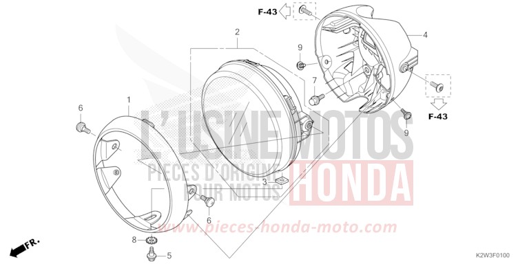 HEADLIGHT for ST125A PEARL CADET GRAY (NHB95) from 2023