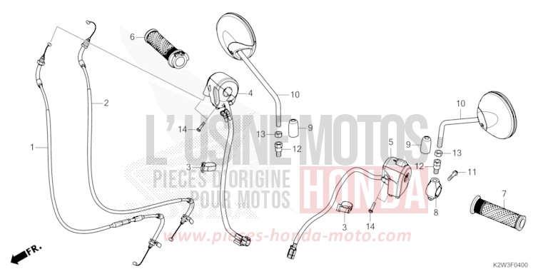 HANDLE SWITCH/CABLE/MIRROR for ST125A PEARL CADET GRAY (NHB95) from 2023